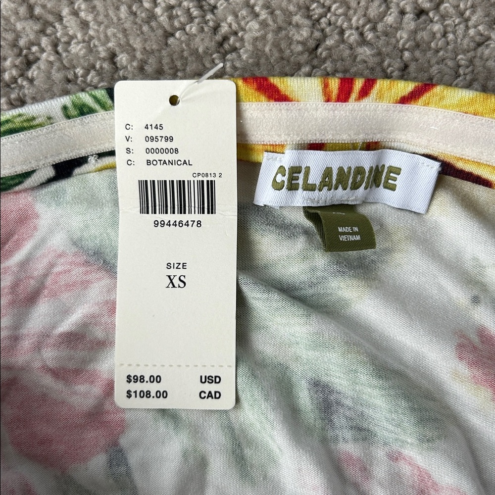 The Gabbie Strapless Ruched Tube Dress Celandine Botanical Floral Anthro XS NWT - Picture 4 of 12